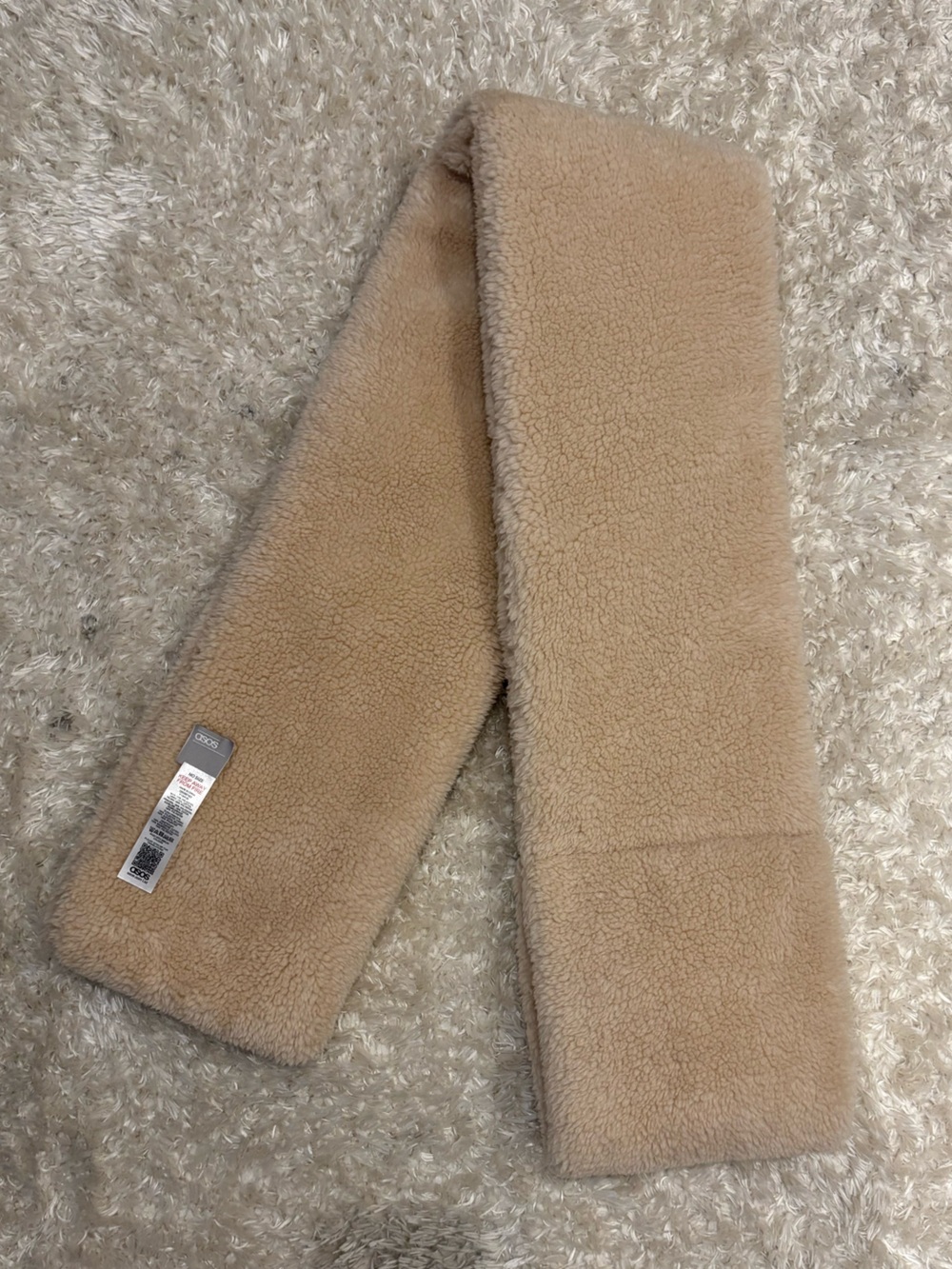 ASOS Plush Sherpa Scarf in Tan